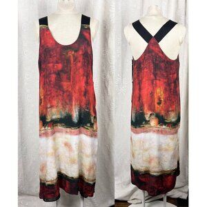 Iris Setlakwe racerback flowy midi tank dress burnt red screenprint boho 8